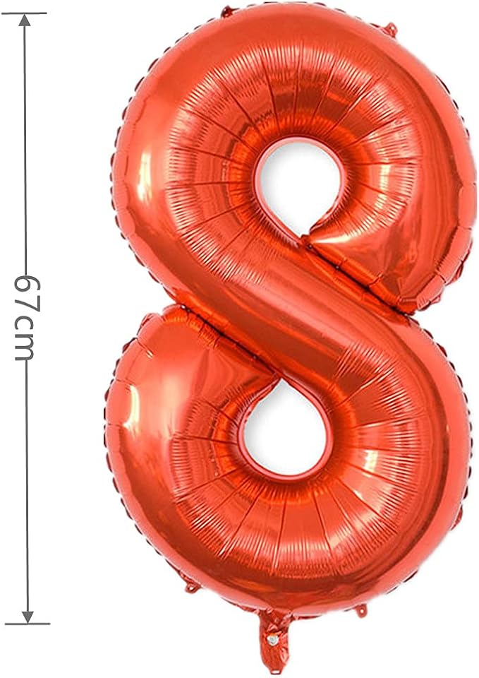 YPSelected 32 Inch Large Foil Helium Number Balloon Birthday Wedding Party 0-9 (Red, 8)