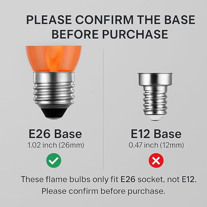 Hompavo E26 Upgraded Flame Light Bulbs, Flickering Fire Light Bulbs Flame Candle for Christmas Halloween Party Patio Porch Home Indoor & Outdoor Decor - 6 Pack