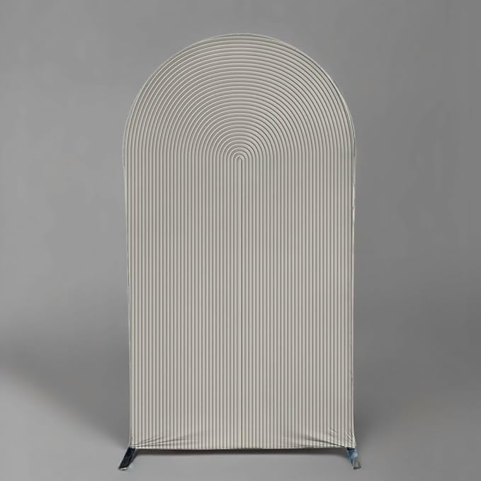 Beige Ripples Pattern Arch Backdrop Cover for Birthday Party Wedding Baby Shower Decorations Chiara Backdrops Arched Wall Frame Stands Covers Props GP-455 2.5ft * 6ft