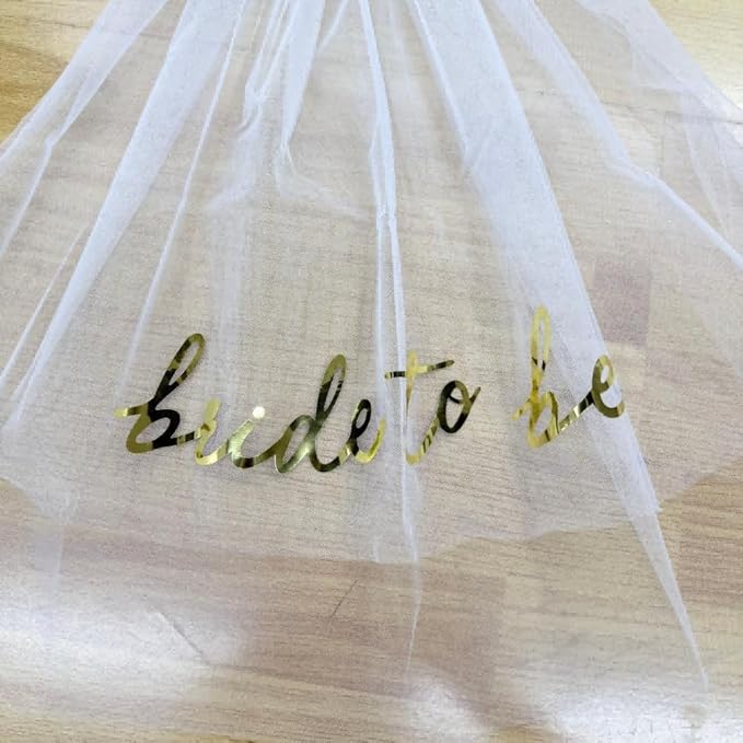 Bridal veil Bride to Be Gold Foil Print Veil for Bachelorette Party Bridal Shower Wedding Veil Engagement Party Favors
