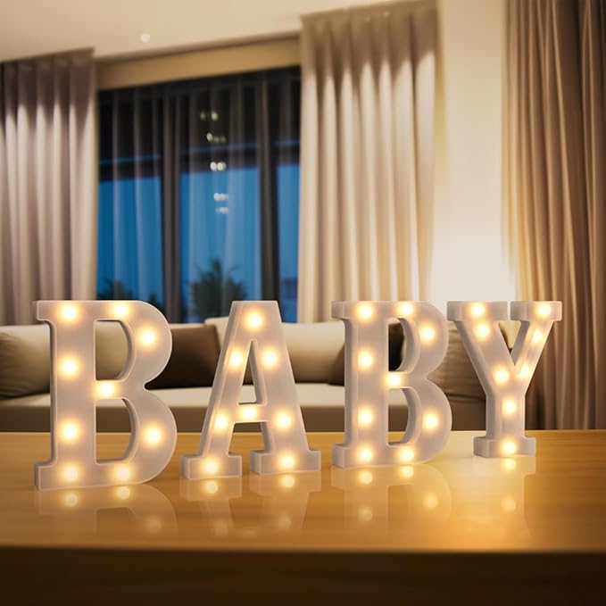 Marquee Lights, 26 Letter LED White Plastic Alphabet Letters for Valentines Day, Party (U)
