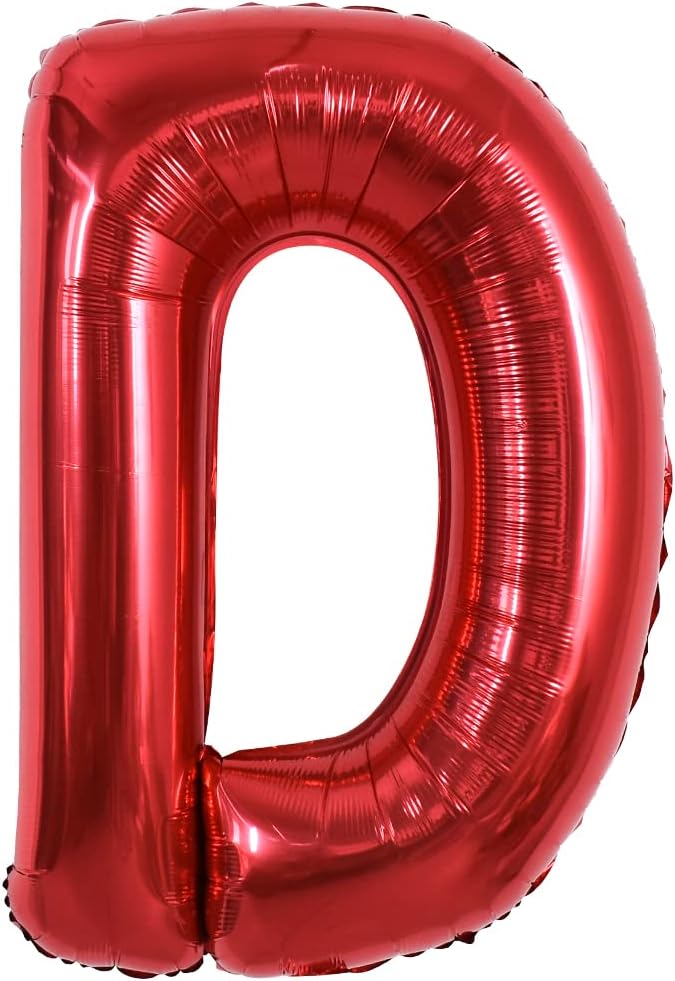 TONIFUL 40 Inch Large Bright Red Letter Balloons A-Z, Giant Jumbo Helium Foil Mylar Big Letter D Balloons for Birthday Party Anniversary Wedding Decorations
