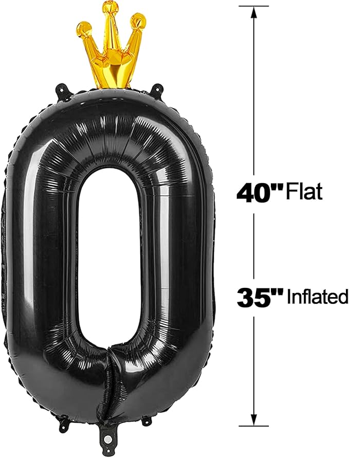 Black Number Balloon 40 Inch, 0 Number Balloons, 10 20 30 40 50 60 100 Numbers Balloon Birthday Decorations, Black Party Supplies for Women Men.