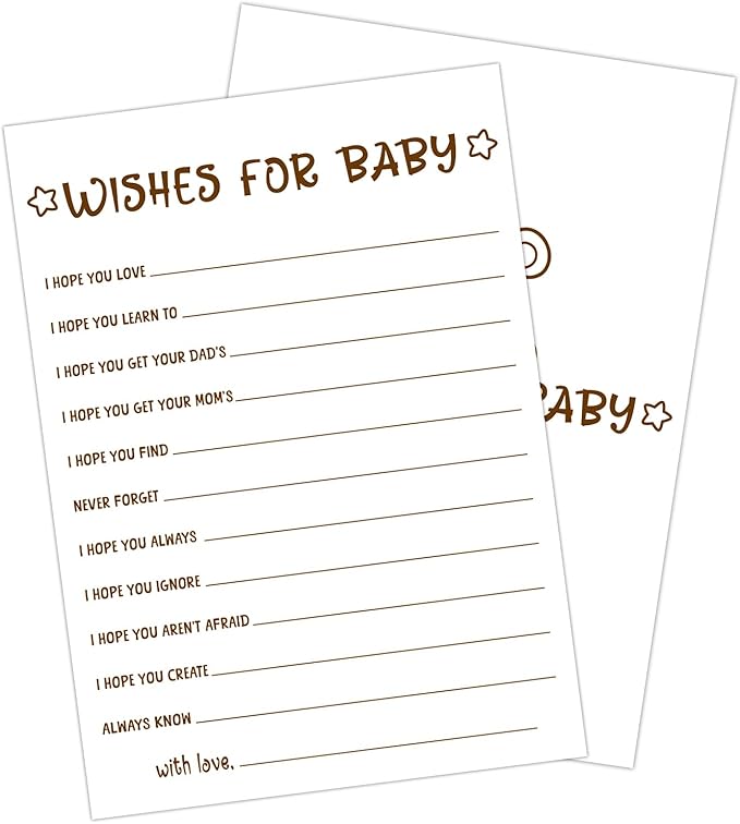 30 PCS Cute Bear Wishes for Baby Baby Shower Game for Boy Girl, Double-Sided Games Gender Neutral Gender Reveal Party Supplies & Decor-C16