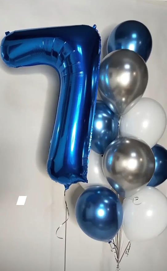 Number 7 Balloons Navy Blue, 17th Birthday Decorations For boys And Girls, 40 Inch Big Balloons for 7, 17, 27, 70 Birthday, Wedding Anniversary, Christmas, New Year, Halloween Party Decoration