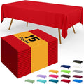 Smiry Disposable Table Cloth - 15 Pack, 54 x 108 Inch Waterproof Rectangle Tablecloths for Parties, Decorative Plastic Table Cover, Leakproof & Sturdy, Red