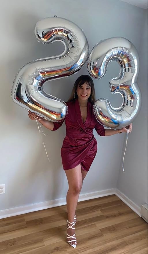 8 Balloon, 40 Inch Silver 8 Year Old Girl Birthday Decorations, Number Balloons Decoration for Happy 8 18 28 80 Birthday, Wedding Anniversary, New Year, Party Decoration