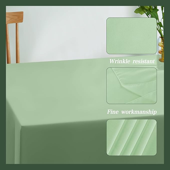 3Pcs Sage Green Plastic Tablecloths for Rectangle Tables, Light Green Disposable Tablecloth, Waterproof Sage Green Table Cover for Birthday Bridal Wedding Baby Shower Party Decorations, 54 X 108Inch
