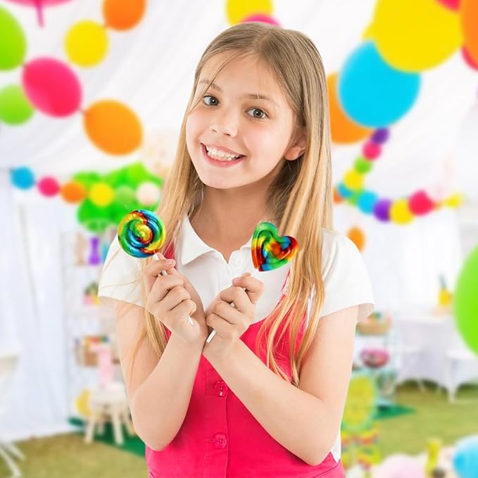 Carnival Lollipops Rainbow Twist, Swirls, and Round Lolly pops Unicorn Party Favors - Individually Wrapped Rainbow Candy Suckers & Lollipops Great for Birthday Parties, Unicorn Pinata, Easter Candy - 100 Count