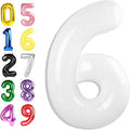 6 Number Balloon, 40 Inch 6 Balloon for Birthday Girl Boy, White Balloons for 6, 16, 26, 60, 2026 Graduation, Birthday, Wedding Anniversary, Xmas, Party Supplies