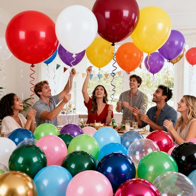 100 Pcs 18 Inch Rainbow Balloons Assorted Colors Latex Multicolor Bulk Large Balloon 18 Kinds Color for Birthdays Weddings Party Decorations