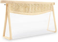 Boho Patch Bag Clear Makeup Letter Bag, Waterproof Zipper Make up Bags Toiletry Pouch for Women Girls, Hollow Woven Clear Letter Patch Cosmetic Bags Transparent Organizer Pouch for Travel(Beige)