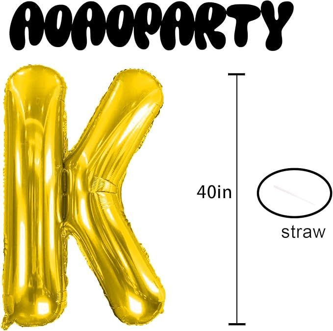 Letter Balloons 40Inch Large Giant big Foil Mylar Gold Balloons K for Birthday Party Decorations