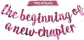 BEISHIDA Double-Sided Pink The Beginning of A New Chapter Banner,Farewell Book Themed Housewarming Party Congratulations Decorations,Going away party Retirement Garland,Graduation Sign 2026 Banner