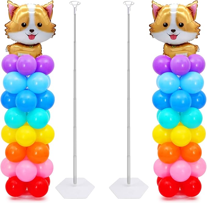Chamvis 2 Set Balloon Column Kit - 6.56 feet Balloon Column Stand with Base for Baby Shower, Birthday Party, Graduation, Wedding Kids Party Centerpieces Decorations