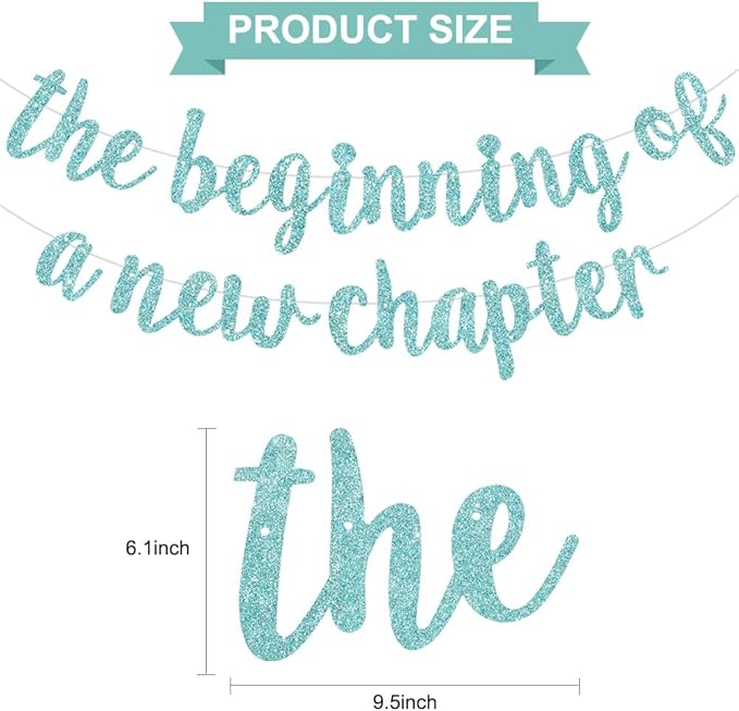 BEISHIDA The Beginning of A New Chapter Banner,Farewell Book Themed Housewarming Party Congratulations Decorations,Going away party Garland,Graduation Sign 2026 Banner,retirement Supplies,Baby Blue