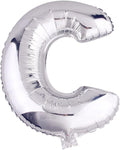 Glanzzeit 16 Inch Silver Foil Balloons Letters A to Z Numbers 0 to 9 for Prom Wedding Birthday Party Decor (Letter C)