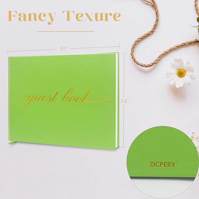 Elegant Wedding Guest Book - Perfect for Wedding Receptions, Baby Showers, Birthdays and Special Events - Polaroid Guest Book with 110 Lined Pages for Sign-In and Photos -Hardcover (Olive Green)