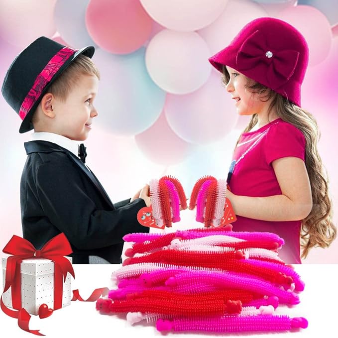 36 Pack Valentines Day Gifts Stretchy Strings Sensory Autism Toys Stretchy Fidget Toys Great for Kids Girls Boys Valentines Treat Bags Stress Relief Party Favors Gifts (Valentine's)