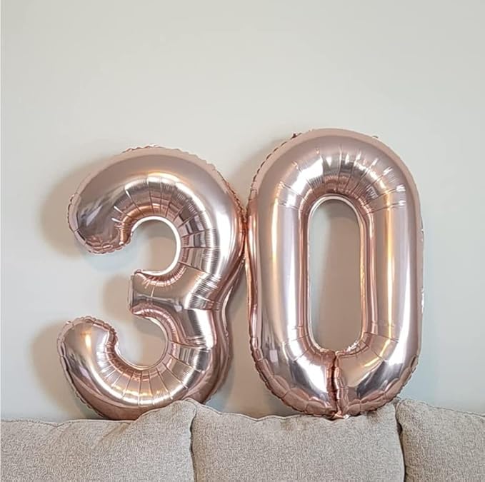 40 Inch Rose Gold Number Balloon 3, Large Number Foil Balloons Mylar for Girl Boy Birthday Party Celebration Decorations Supplies, Digital Balloons for Wedding Anniversary Events Decorations