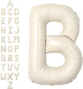 SUWEN 40 Inch Cream Large B Letter Balloons Big Foil Helium Letter Balloons A-Z Jumbo Mylar Happy Birthday Party Decorations for Girl Anniversary Party Supplies