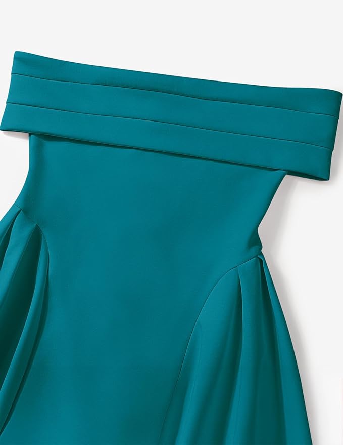 ZESICA Summer 2026 Cocktail Dresses for Women's Off Shoulder Short Sleeve Swing A Line Wedding Evening Party Midi Dress
