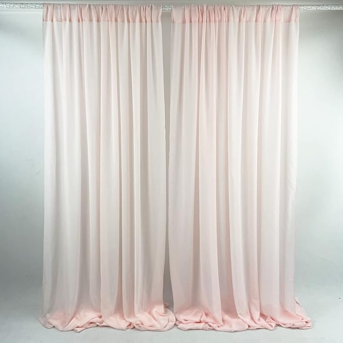 EHLDekol Sheer Chiffon Backdrop Curtains 10ft x 10ft(5ft x 2Panels)， Chiffon Fabric Drapes for Wedding, Long Sheer Curtain for Living Room, Arch Party Stage Decoration (Blush Pink, 120 x 120 Inch)