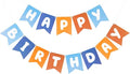 Blue and Orange Happy Birthday Banner Birthday Party Banner NO DIY Happy Birthday Sign Pre-Strung Birthday Decorations for Women Men Girl Boy Party Supplies (Blue and Orange)