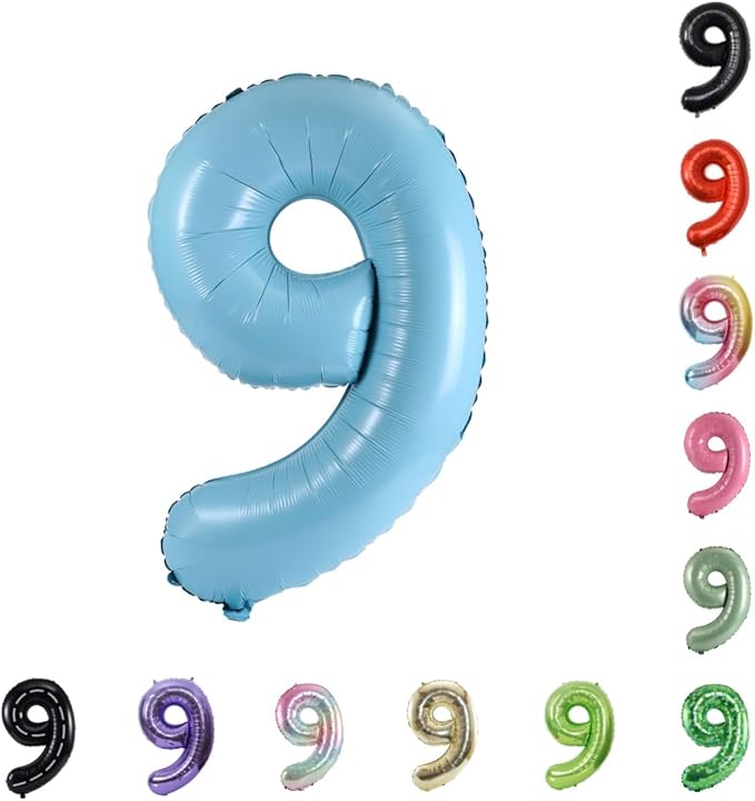 40 Inch Large Foil Helium Number Balloon Birthday Wedding Party 0-9 (Baby Blue, 9)
