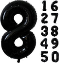 40 inch Black 8 Number Balloon Giant Foil Helium Balloons Black Large Digital Balloon 8 Number 8 Balloons for 8th Birthday Party Decorations Anniversary Events Decoration Supplies