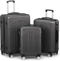 Karl home Luggage Sets 3 Piece, ABS Hardside Suitcase Set with Double Spinner Wheels & TSA Lock for Travel Business, 3-Piece Set (20/24/28), Dark Gray