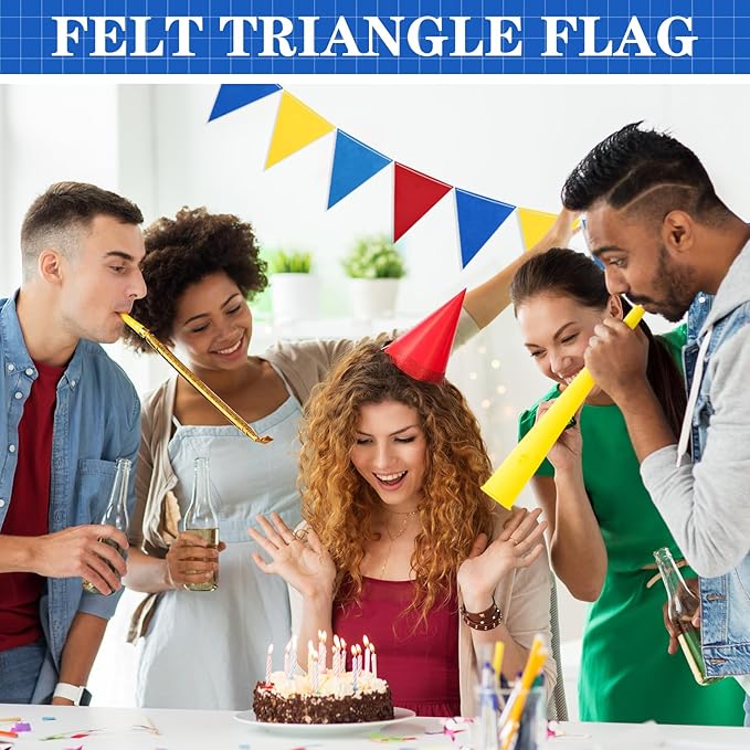 Outus 6 Pack 72 Flags/8.2 ft Rainbow Pennant Banner, Multicolor Bunting String Triangle Flags Garland for Birthday Party Classroom Carnival Baby Shower Indoor Outdoor Decorations(Novelty Colors)