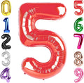40 Inch Red Number 5 Balloon, Giant 5 Number Balloons for 5th Birthday Decorations, Party Supplies for Baby Boy Girl, Red Party Decor