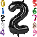 40 Inch Black Number 2 Balloon, Giant 2 Number Balloons for 2nd Birthday Decorations, Party Supplies for Baby Boy Girl, Black Party Decor
