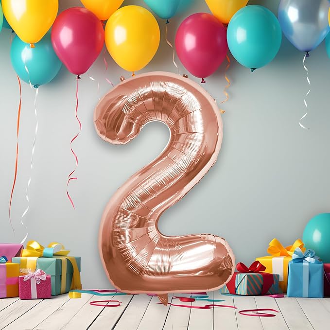 40 Inch Large Rose Gold Number Celebration and Decoration Balloon for Birthday Parties, Graduations, Anniversaries, Weddings, Photo Shoots, Special Events (Rose Gold Number 2)
