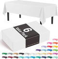 Exquisite 6-Pack Plastic Tablecloth 54x108 Rectangle Value Pack Plastic Table Cover - White