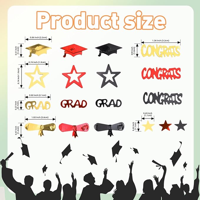 Red Gold and Black Graduation Confetti 2026, 1000 Pcs Congrats Grad Confetti Class of 2026 Party Table Centerpiece for 2026 Graduation Party Decorations