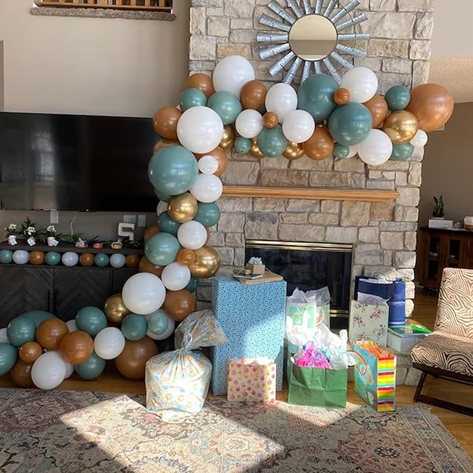 Dusty Blue Brown Balloon Arch Kit Slate Retro Blue White Coffee Gold Balloons Garland Rodeo Cowboy Latex Balloons for Western Cow Baby Shower Graduation Boho Farm Birthday Party Decorations