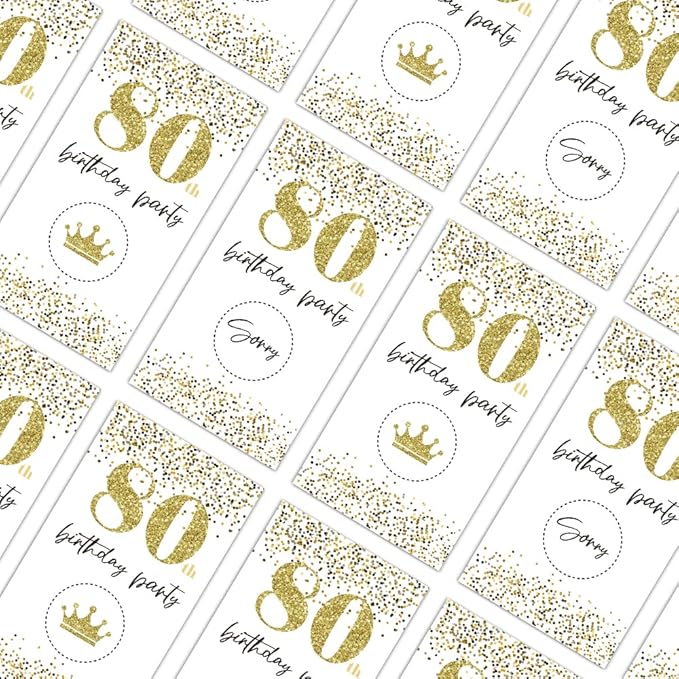 REWIDPARTY White Gold 80th Birthday Party Scratch Off Game Cards（32 PCS）Happy 80th Birthday Party Scratch Cards Cheers to 80 Years Party Supplies Activity for Birthday Raffle Tickets Kids Adults