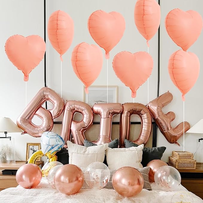 TONIFUL 30Pcs 18 Inch Pastel Orange Balloons Light Orange Heart Shape Foil Mylar Banners Decoration for Birthday Valentine's Day Wedding Bridal Shower Anniversary Engagement Party Supplies