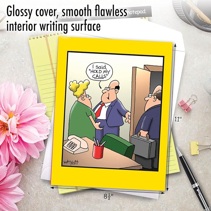 NobleWorks -1 Funny Birthday Card Inappropriate (8.5 x 11 Inch) - Humor Cartoon Bday Notecard with Envelope - Hold My Calls J8313