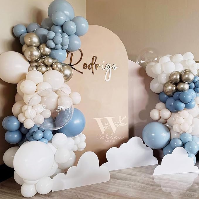 Blue Balloons, 12 Inch 30 Pcs Pale Aqua Blue Balloon Muted Dusty Blue Latex Balloons Matte Retro Powder Light Blue Helium Balloons for Birthday Boho Baby Shower Bachelorette Party Decorations