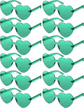 Photect 12 Pair Heart Shaped Sunglasses Neon Color Transparent Heart Glasses for Women Party Favor