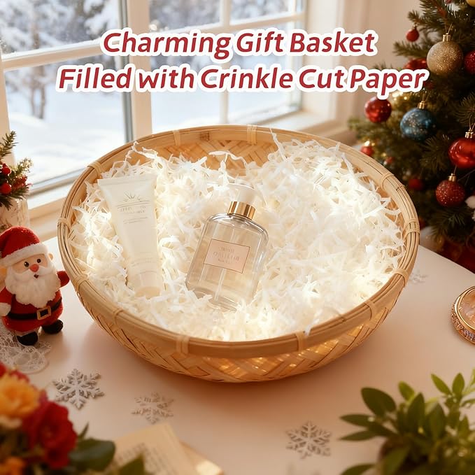 Ehpiern Crinkle Paper Filler, 2LB Crinkle Cut Shredded Paper Gift Boxers Filler Stuffing Decoration for Valentine's Day Holiday Party Birthday Wedding & Anniversaries (White)
