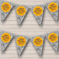 Happy Line Pattern Bright Orange Personalized Birthday Party Bunting - Hanging Party Decoration - Birthday Party Banner Garland | Decorative Party Supplies
