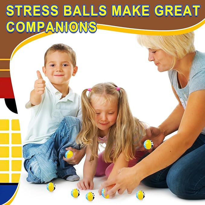 24 PCS Toy Inspire Game Party Stress Balls for Kids Party Favors, 1.57 Inch Anxiety Relief Fidget Sensory Toys, Toy Theme Squeeze Balls Bulk for Birthday Goodie Bags, Carnival Gifts & Classroom Prizes