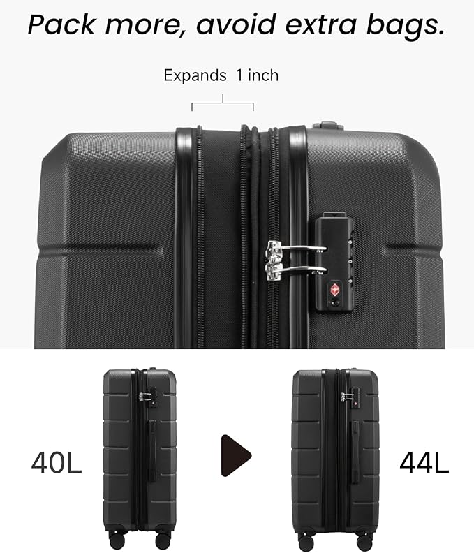 YOETEY Carry On Luggage 22x14x9 Airline Approved, Expandable ABS Hardside Suitcase with Spinner Wheels & TSA Lock, Lightweight Travel Suitcase for Business (20 in, Blue)