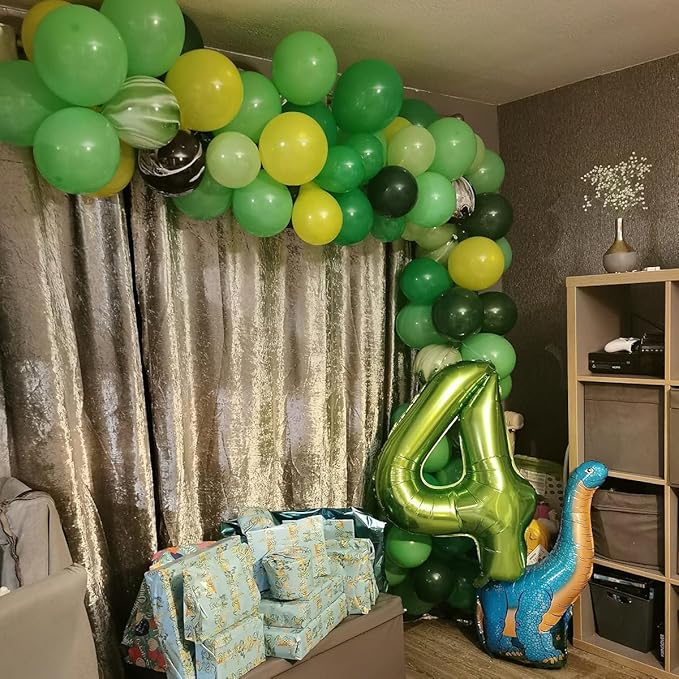 40 Inch Green Number Balloon 4, Large Number Foil Balloons Mylar for Girl Boy Birthday Party Celebration Decorations Supplies, Digital Balloons for Wedding Anniversary Events Decorations