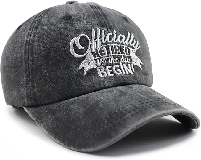 Officially Retired Hat for Women Men, Funny Adjustable Cotton Embroidery Retirement Baseball Cap