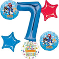 Anagram Sonic 7th Birthday Party Supplies Video Gamers Hedgehog Foil Balloon Bouquet Decorations 6pc